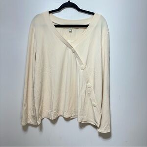 J.Jill Women Ivory long Sleeve Asymmetrical Front Blouse Size XL NWT